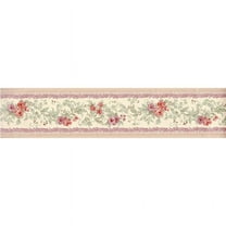 TRIMZ Floral Wallpaper Border - Kitche Decor - Pink Rose, Lavender, Seafoam green - 15' L x 3.75" W