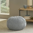 thumbnail image 2 of Noble House Round Plush Fabric Poufs, Gray, 2 of 6
