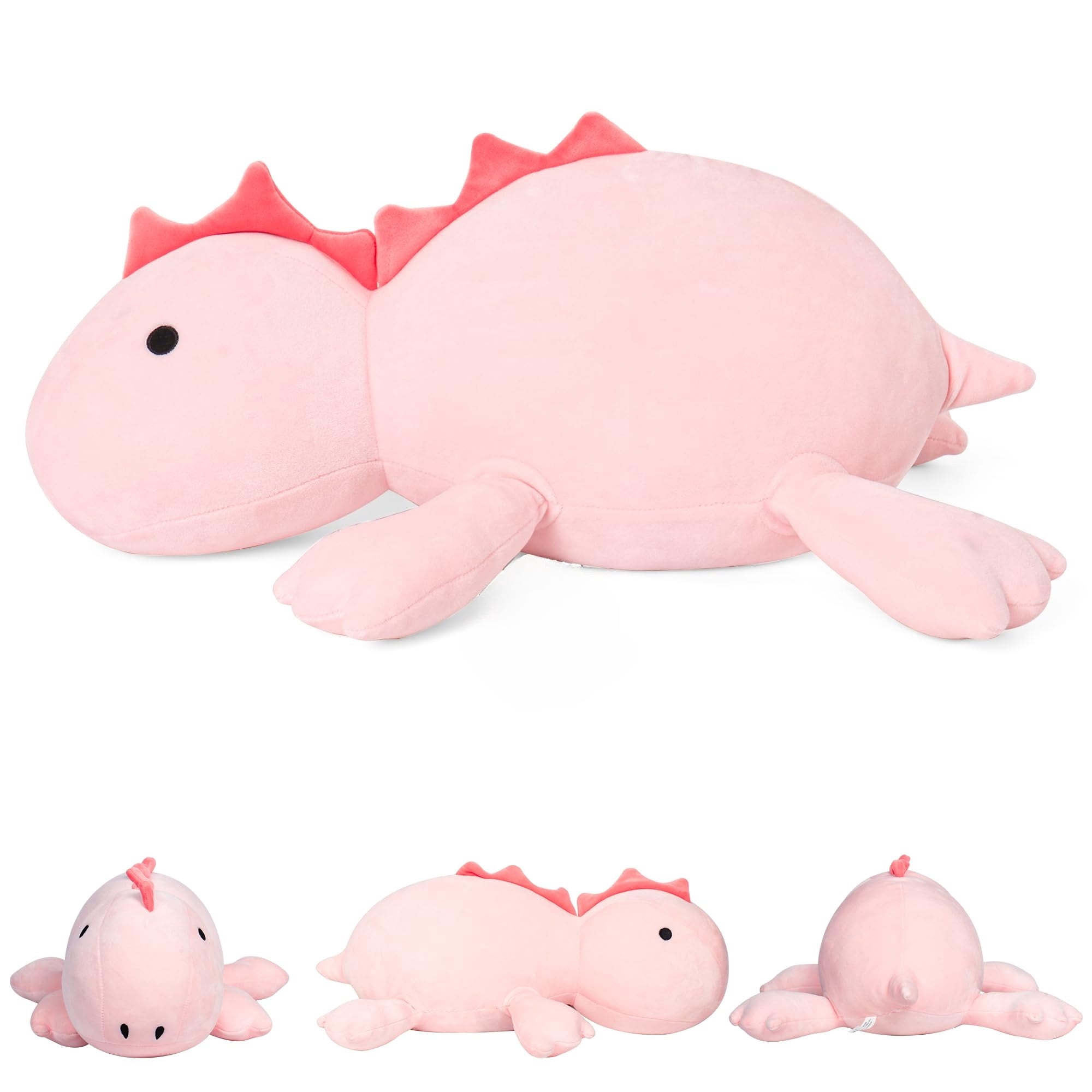 13.8 Inch Weighted Dinosaur Plush Cushion, Soft Squishy Dinosaur Throw Pillow, Decorative Plush Doll for Sofa Bed Office, Stress Relief Comfort Plush Pillow, Pink