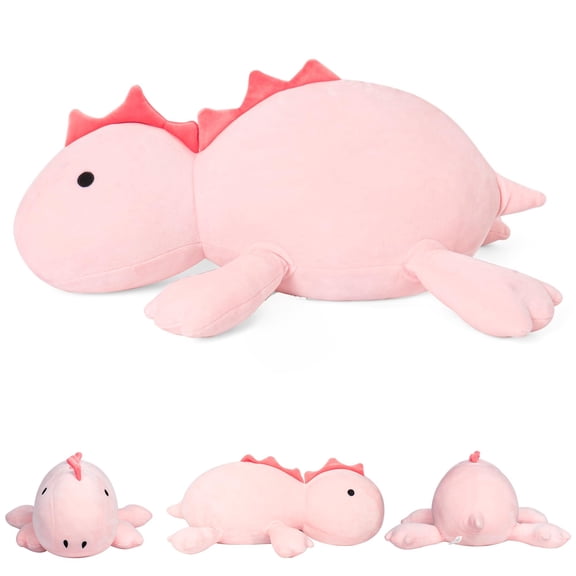 13.8 Inch Weighted Dinosaur Plush Cushion, Soft Squishy Dinosaur Throw Pillow, Decorative Plush Doll for Sofa Bed Office, Stress Relief Comfort Plush Pillow, Pink