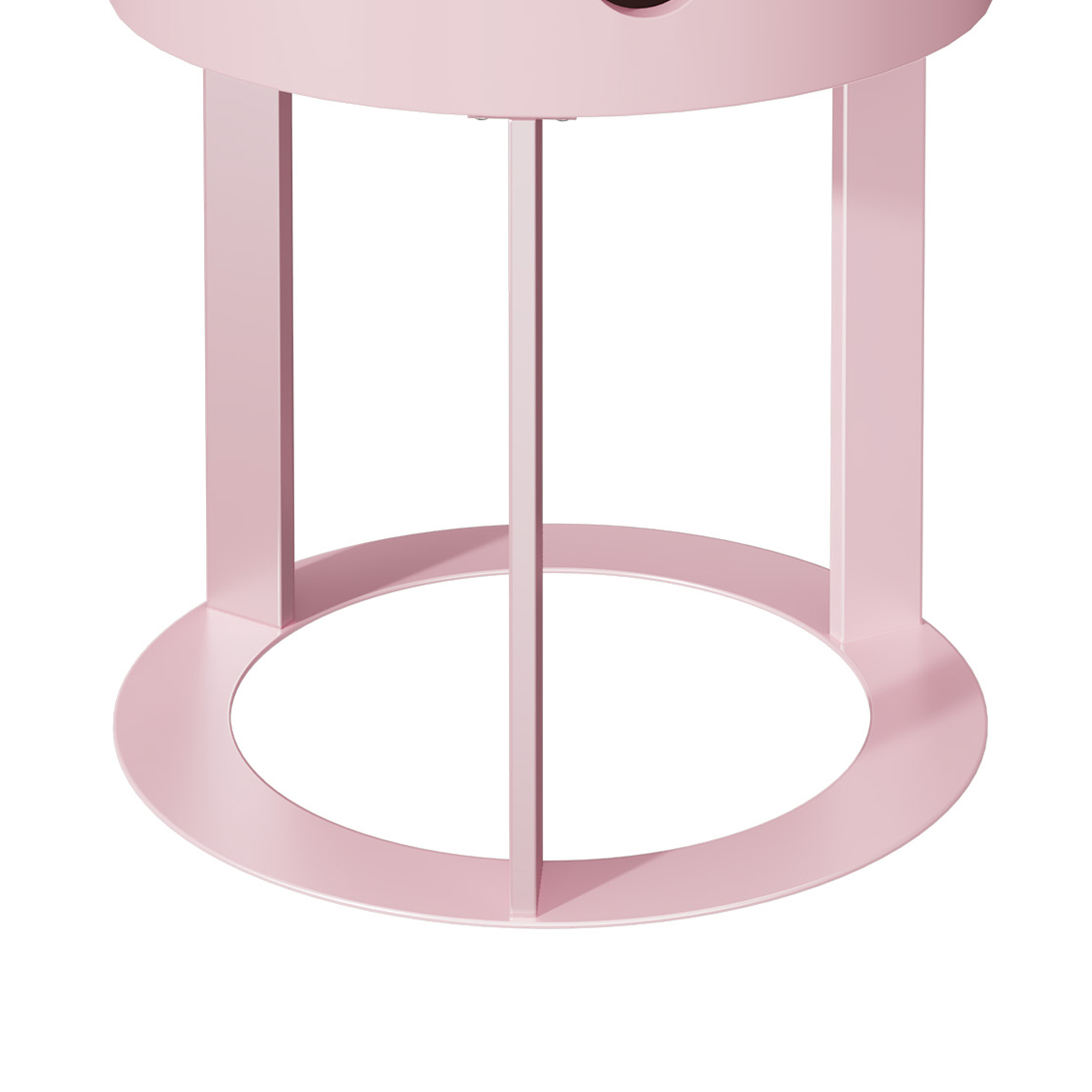 HLR Modern Round Nightstand Set of 2 with Drawer, 2-Tier End Table for Living Room, Bedroom, Pink
