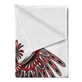 thumbnail image 2 of Ethnic Soft Flannel Fleece Throw Blanket, Haida Art Eagle Motif Pattern Totem Illustration, Cozy Plush for Indoor and Outdoor Use, 50" x 60", Vermilion and Grey, by Ambesonne, 2 of 5