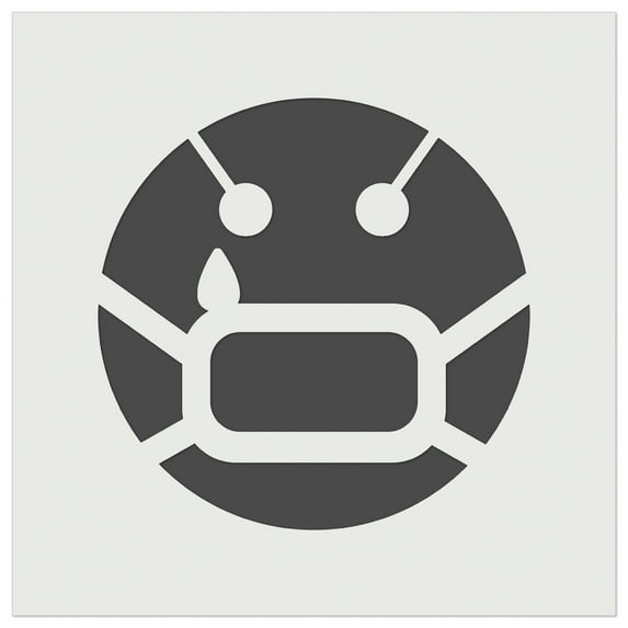 Sick Sad Face Mask Face Emoticon DIY Cookie Wall Craft Stencil - 5.5 Inch
