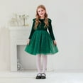 thumbnail image 2 of DHFJKG Girls Velvet Long Sleeve Dress Ruffle Sparkly Sequins Tutu Mesh Party Performance Dress Sweet Dresses, 2 of 5