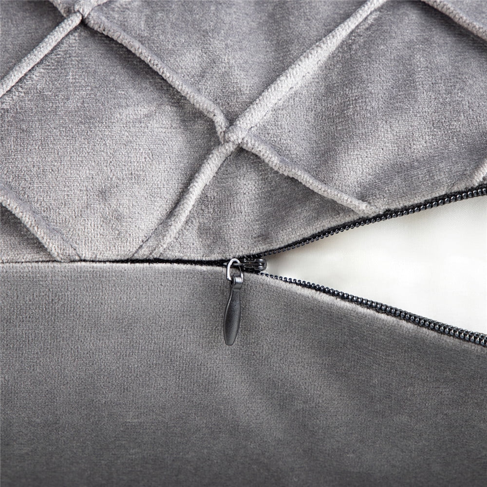 Phantoscope 18"x18" 2-Pack Velvet Pleated Checker Decorative Pillows, Gray