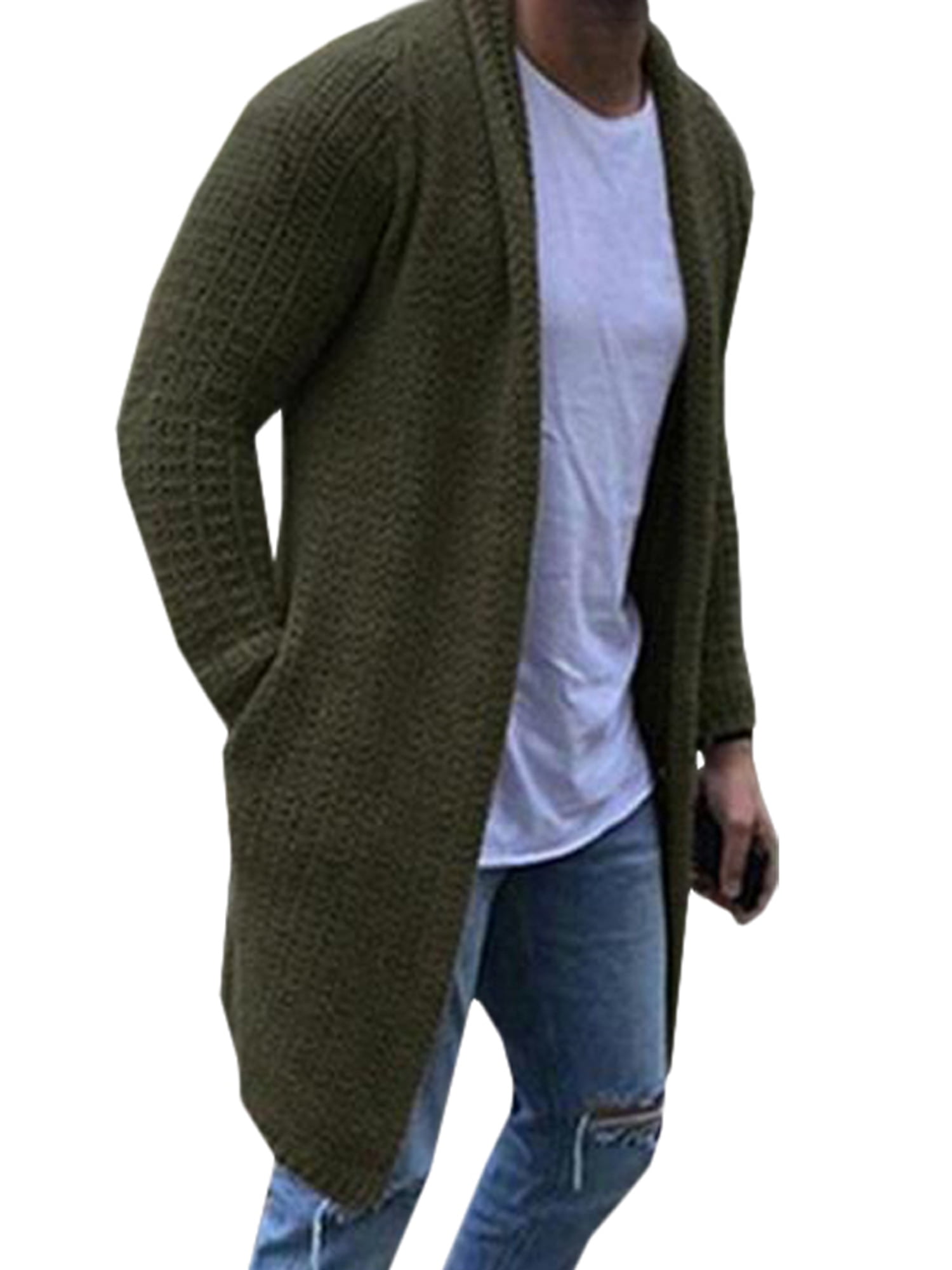 olive green mens cardigan
