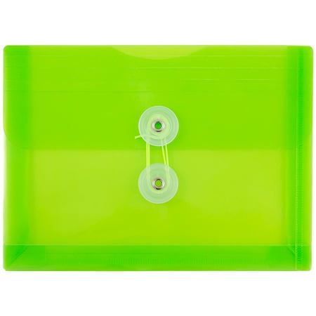 UPC: 0701806399595 | JAM Plastic Envelopes  5.5×7.5  12/Pack  Lime Green  Button String  Index Booklet