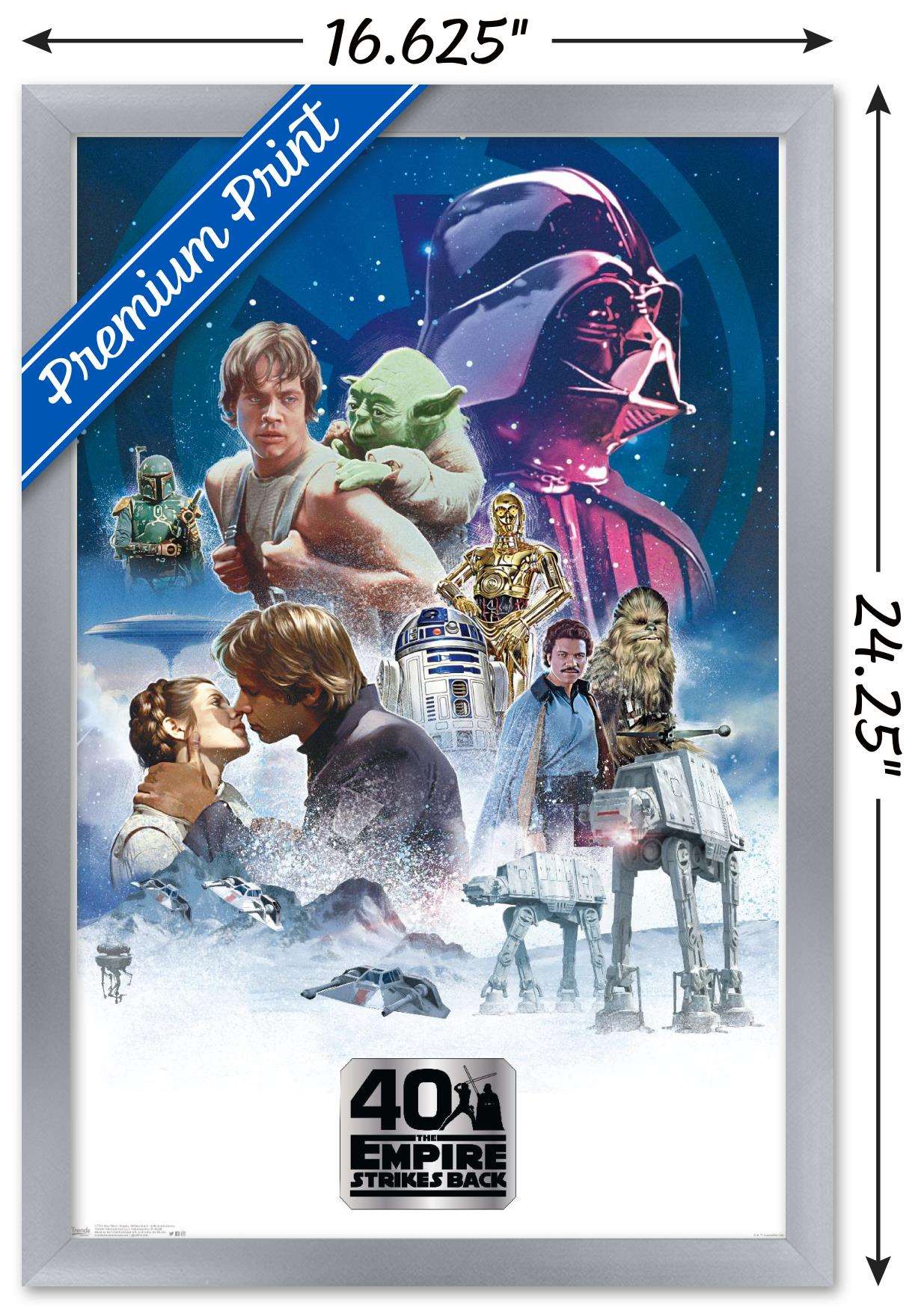 Star Wars: The Empire Strikes Back 40th - Classic Wall Poster, 14.725" x 22.375", Framed
