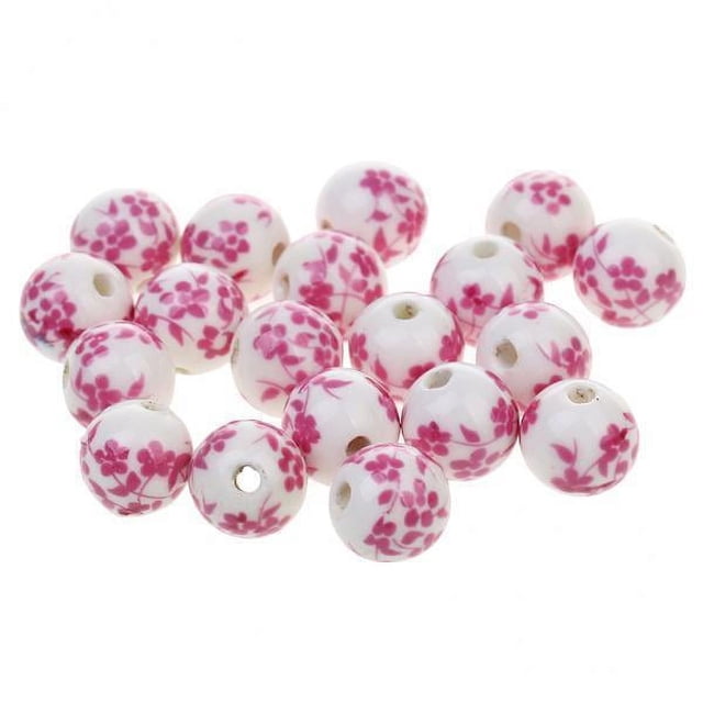 Cuentas de cerámica Sunnimix 20 Piezas Flor Porcelana Espaciador Suelto Rosa rojo