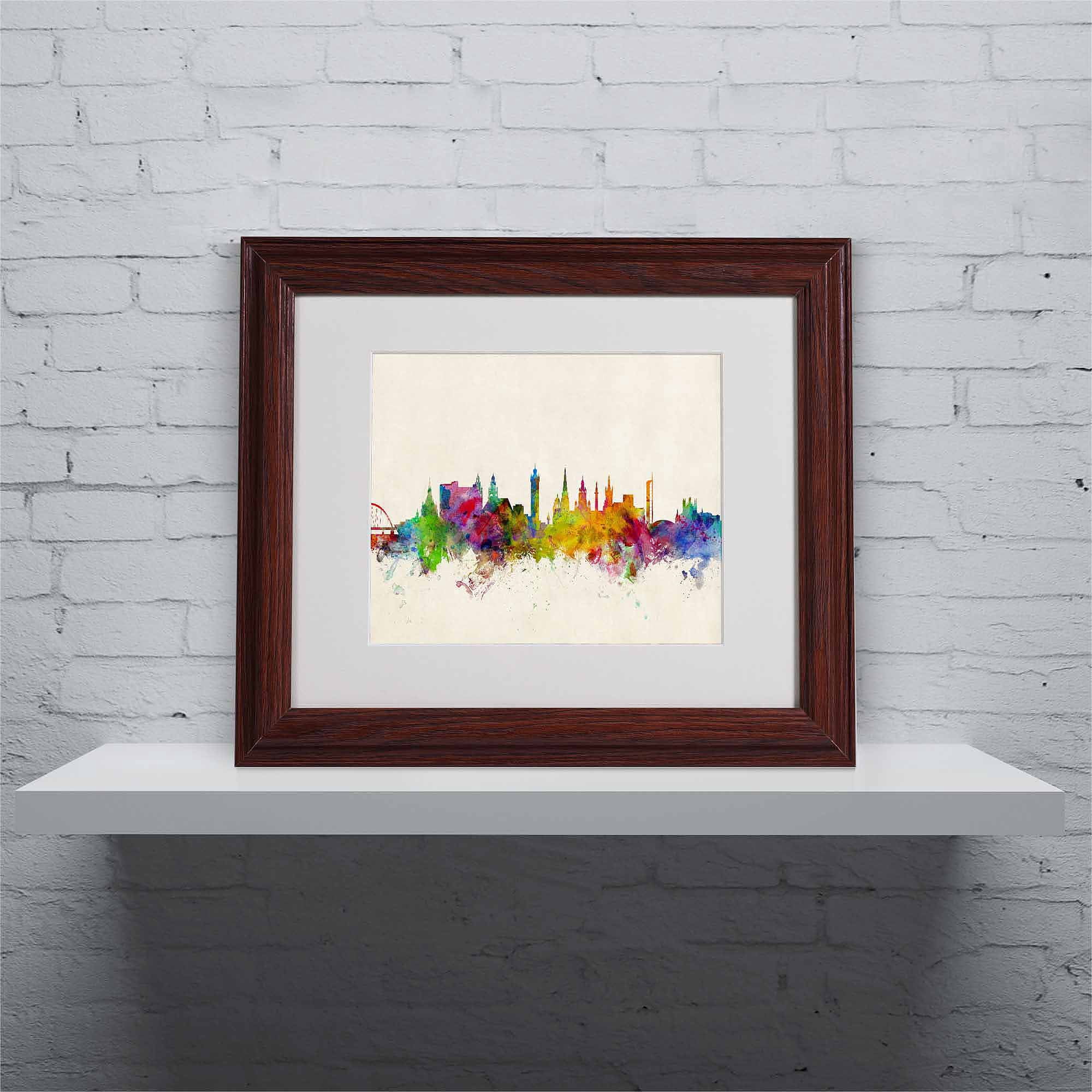 Trademark Fine Art "Glasgow Scotland Skyline" Canvas Art by Michael Tompsett, Wood Frame
