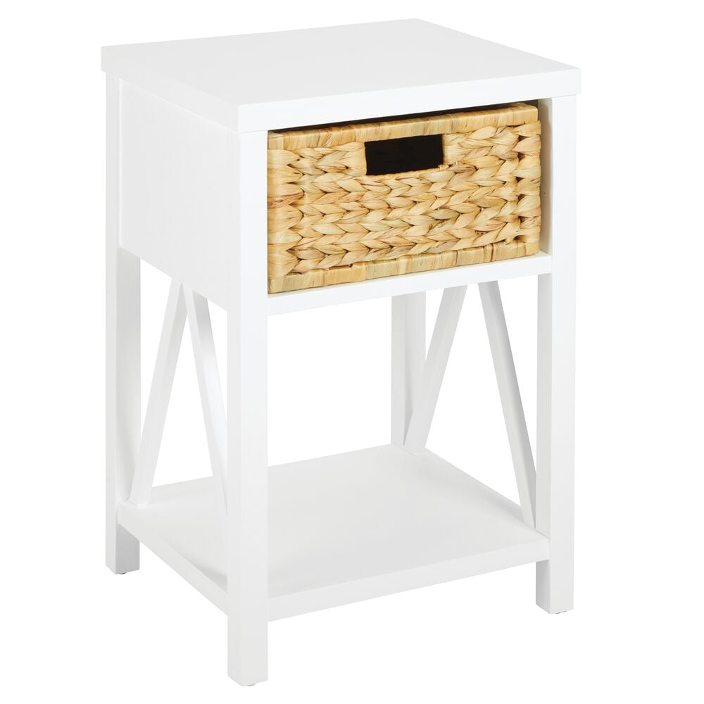mDesign Wood Single Drawer Side Table and Basket Storage Unit Walmart