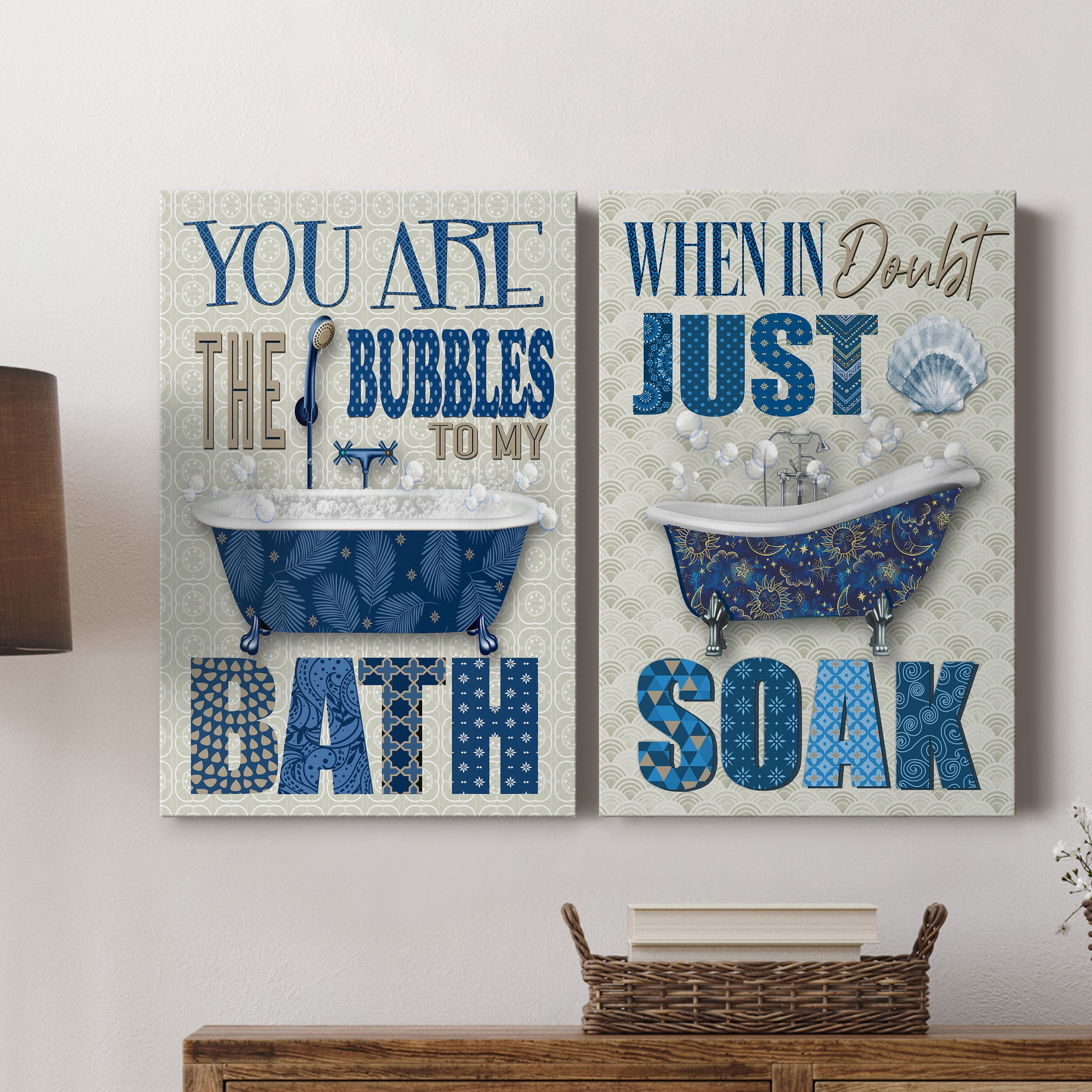 Bubble Bath Premium Gallery Wrapped Canvas - Ready to Hang - Set of 2 - 24 x 36 Each