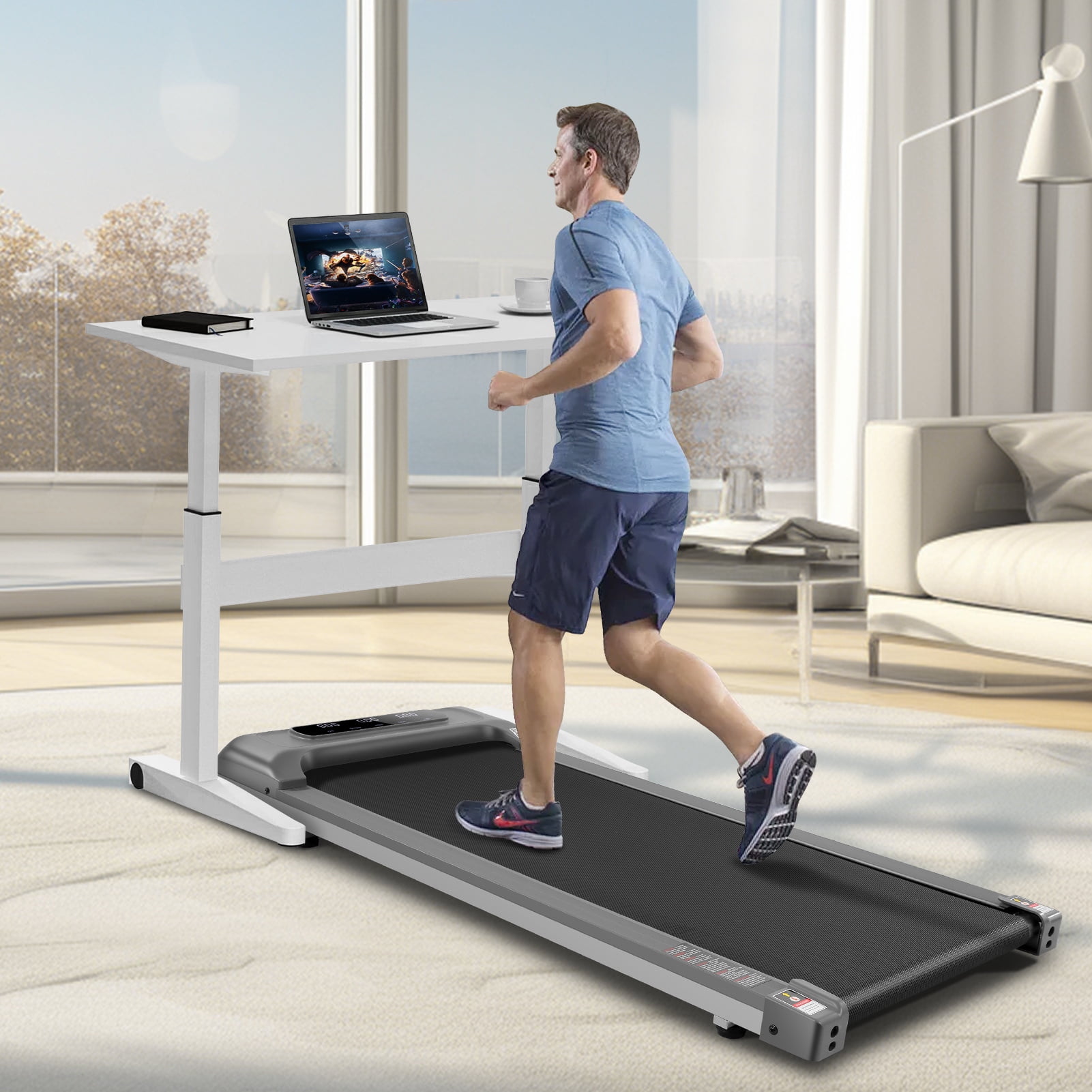 Under Desk 2.5HP Treadmill Smart Remote LED Display 300lbs Capacity Walmart