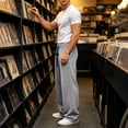 thumbnail image 5 of Cekizud Big and Tall Mens Sweatpants Elastic High Waist Textured Wide Leg Sweatpants Casual Straight Trousers, M-5XL, 5 of 9