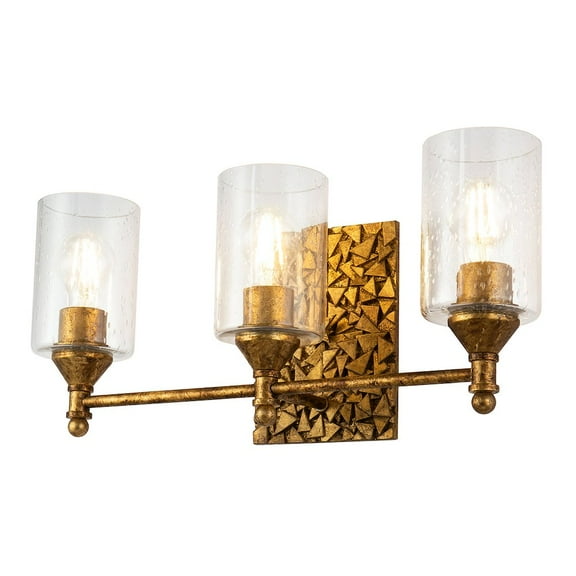 Lucas McKearn Mosaic 3-light Metal Bath Vanity Light in Antique Gold