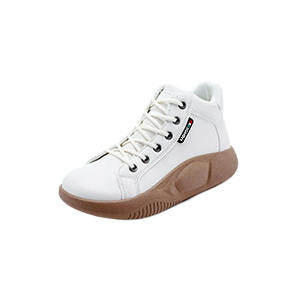 Thick Soled Women Casual Shoes Athletic Sneakers Breathable Booties Anti Slip Sports Shoes Lace up Shoes for Outdoor Hiking Hiker Walking 37Yards White Walmart