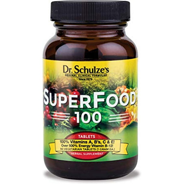 Dr. Schulze's SuperFood 100 Tablets for Daily Vegan, Herbal and Food