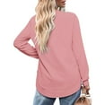 thumbnail image 6 of Women's Sweatshirt Crewneck Curved Hem,Long Sleeve Shirt Womens Loose Top Women Pullover Pink L, 6 of 6