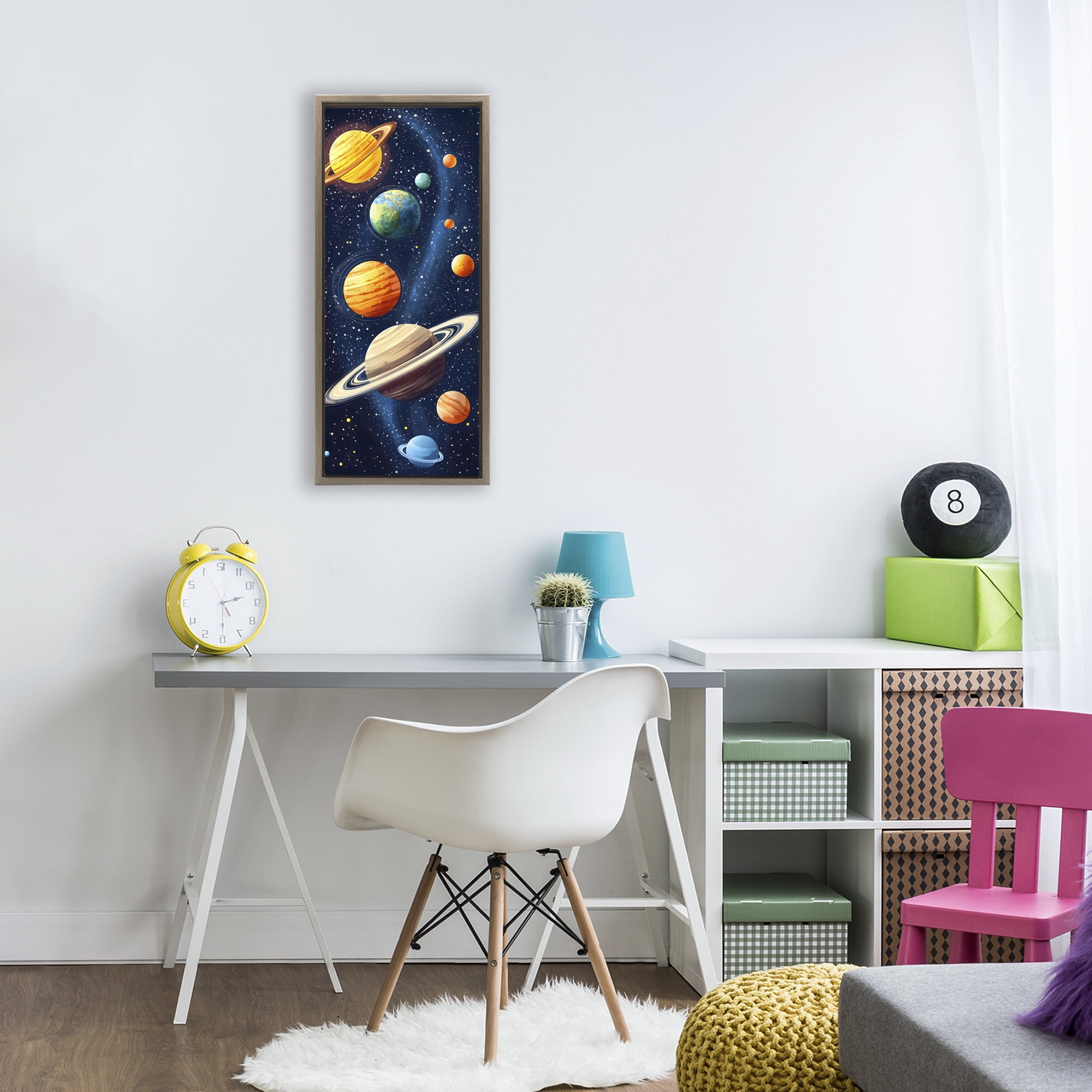 Stupell Industries Galaxy Swirl Planetary Orbit Brown Framed Floater Canvas Wall Art, design by Creative Studio