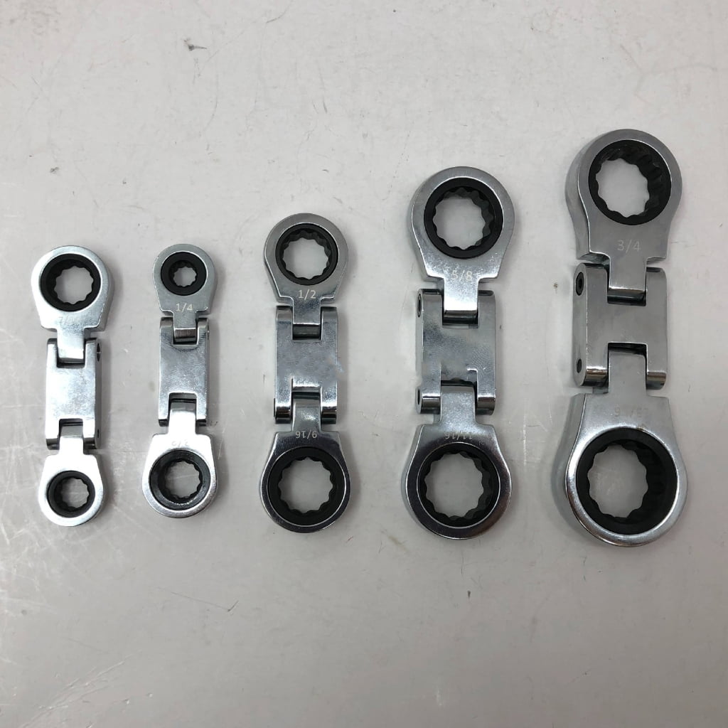 5Pcs Double Ended Ratcheting Wrench Set Adjustable Wrench 72 Tooth Blossom Spanner Hand Tool for Automotive