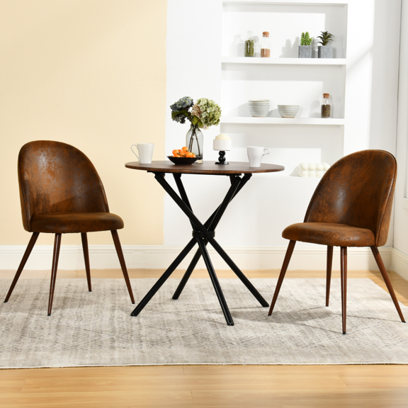 Homy Casa Dining Chairs Sets of 2, Modern Mid-Century Comfy High Backrest Accent Chair for Home Living Room Kitchen, Suede Brown