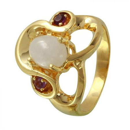 Foreli 1.6CTW Jade And Amethyst 14K Yellow Gold Ring