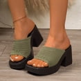 thumbnail image 4 of Xfvqtps Womens Slide Sandals Open Square Toe Knit Chunky Block Heel Casual Comfort House Shoes Summer Spring Outdoor Indoor Slides, 4 of 9