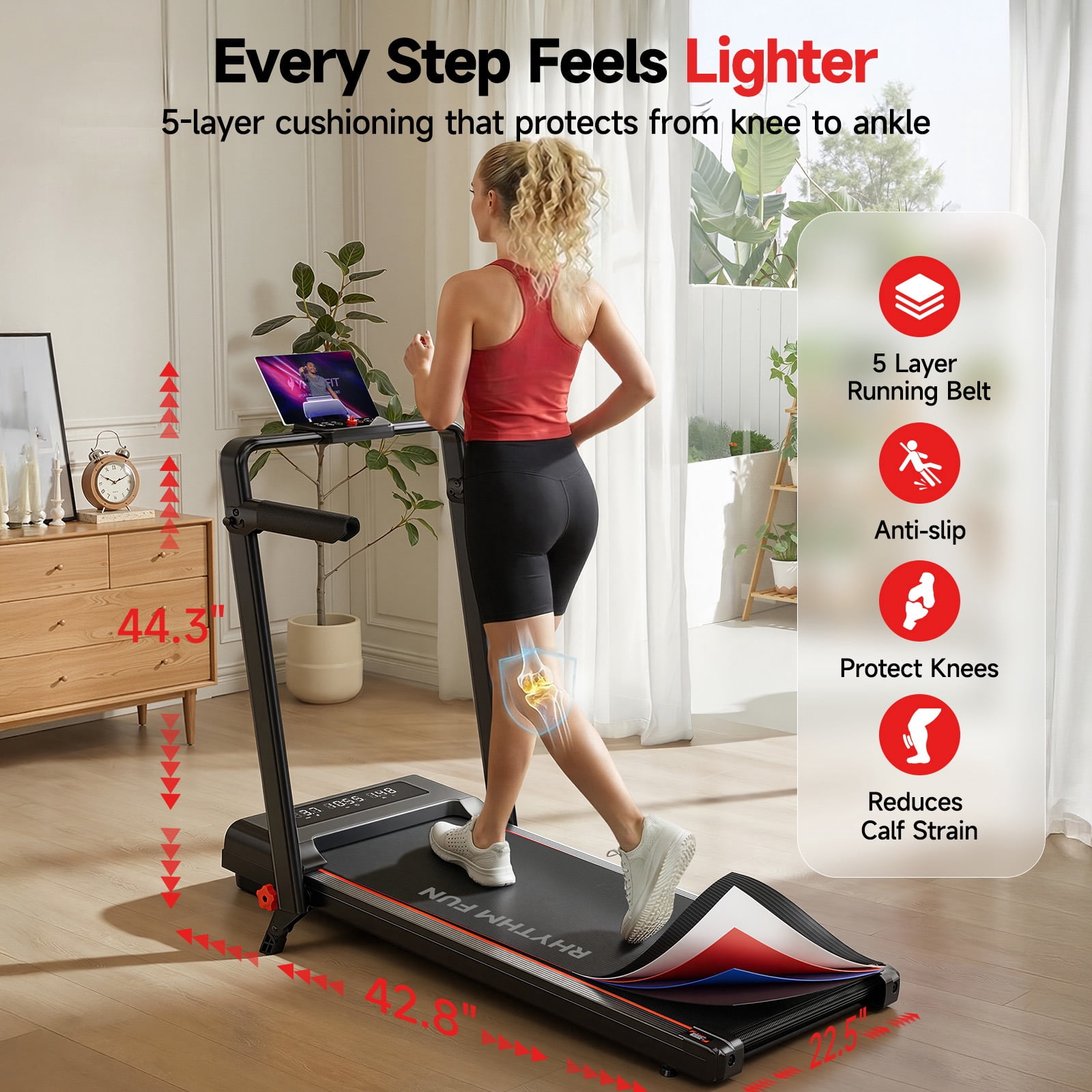 ACEVIBE Walking Pad with Incline, Foldable Walking Pad Treadmill with Handle for Home/Office