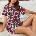 thumbnail image 4 of Rateoe Rose Flowers Pattern Women's Short-Sleeved Pajama Set - 2 Piece Soft and Lightweight Sleepwear Set-4X-Large, 4 of 7