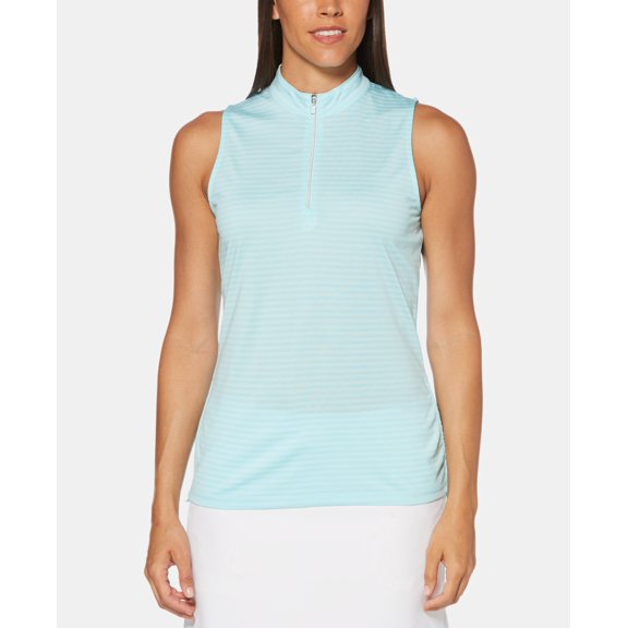 Pga Tour Womens Striped Quarter-zip Top Size M