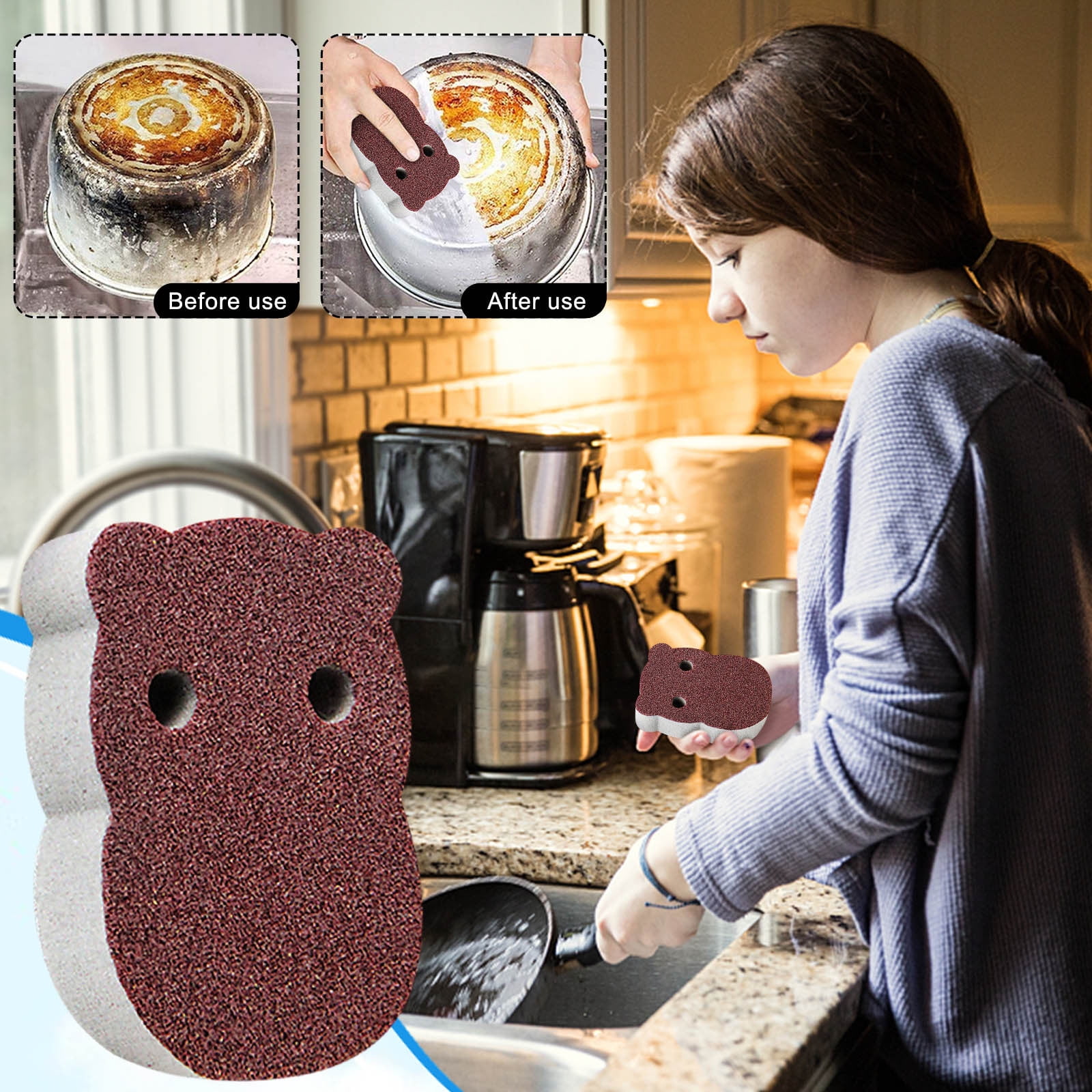 Meitianfacai 1PCS Carborundum Sponge Emery Sponges For Quickly Cleans Cleaning Sponge Kitchen Cleaning Tool