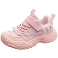 thumbnail image 6 of Girls Sneakers Mesh Platform Basketball Shoes Elegant Pearl Princess Dress Shoes Lace up Lightweight Tennis Shoes Pink 1.5 Big Kid, 6 of 7