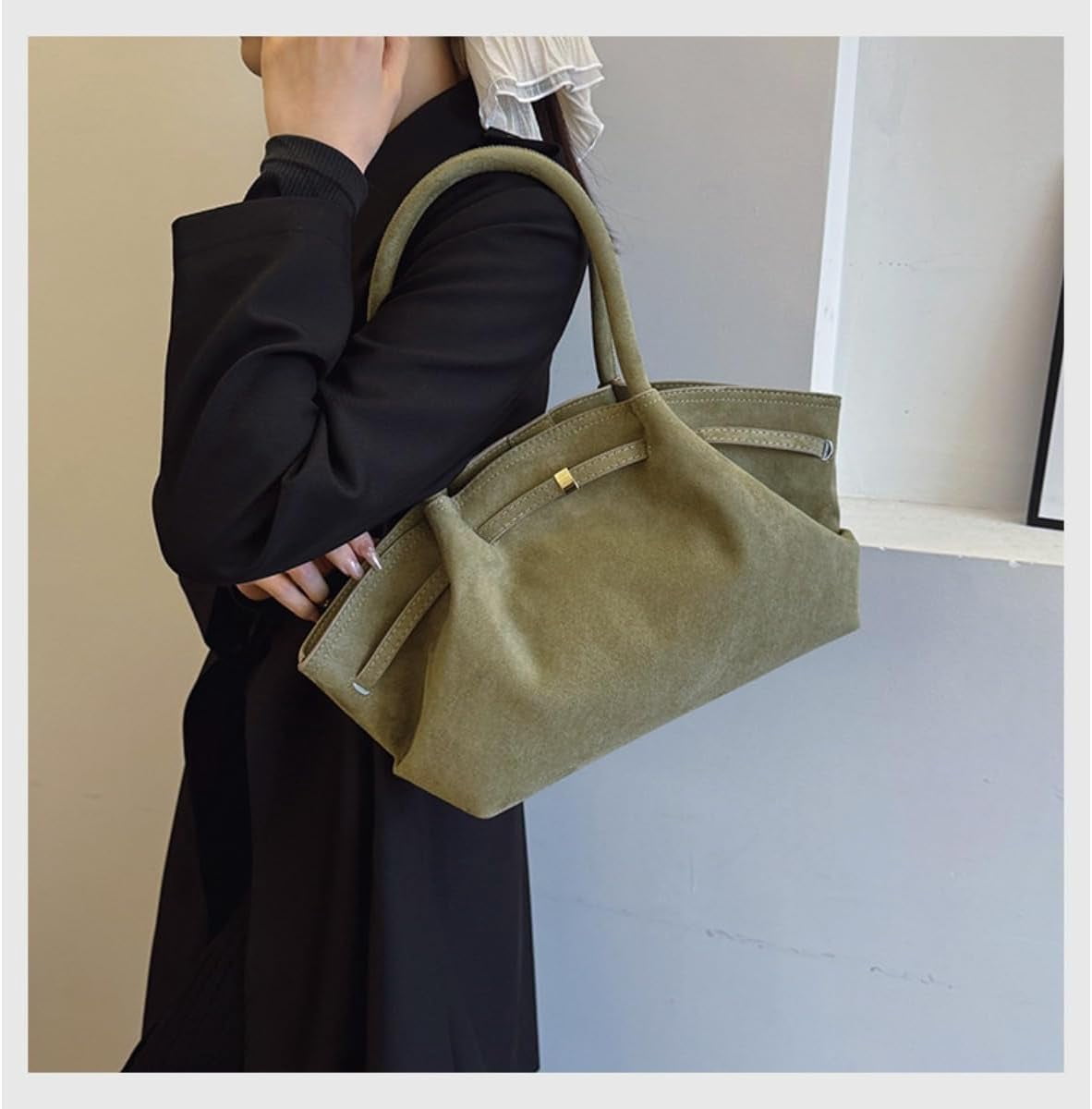 SPEKSEE Fashion Faux Suede Tote Bag for Women Dumpling Designs Crossbody Hobo Handbag Women Vintage Shoulder Bag Purse