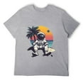 thumbnail image 3 of Hanmun Men's Minimalist Astronaut T-Shirts Short Sleeve Cotton Round Crew Neck L T-Shirt Moisture Wicking Gray USA, 3 of 9