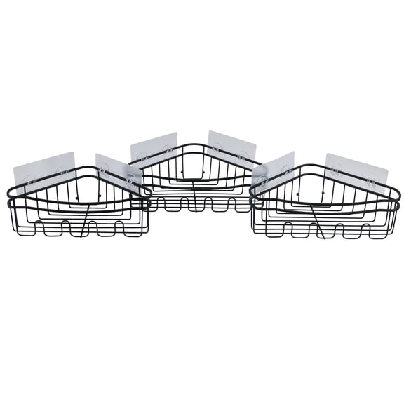 Bath Bliss 3 Piece Cornered Shower Caddy Shelves in Black