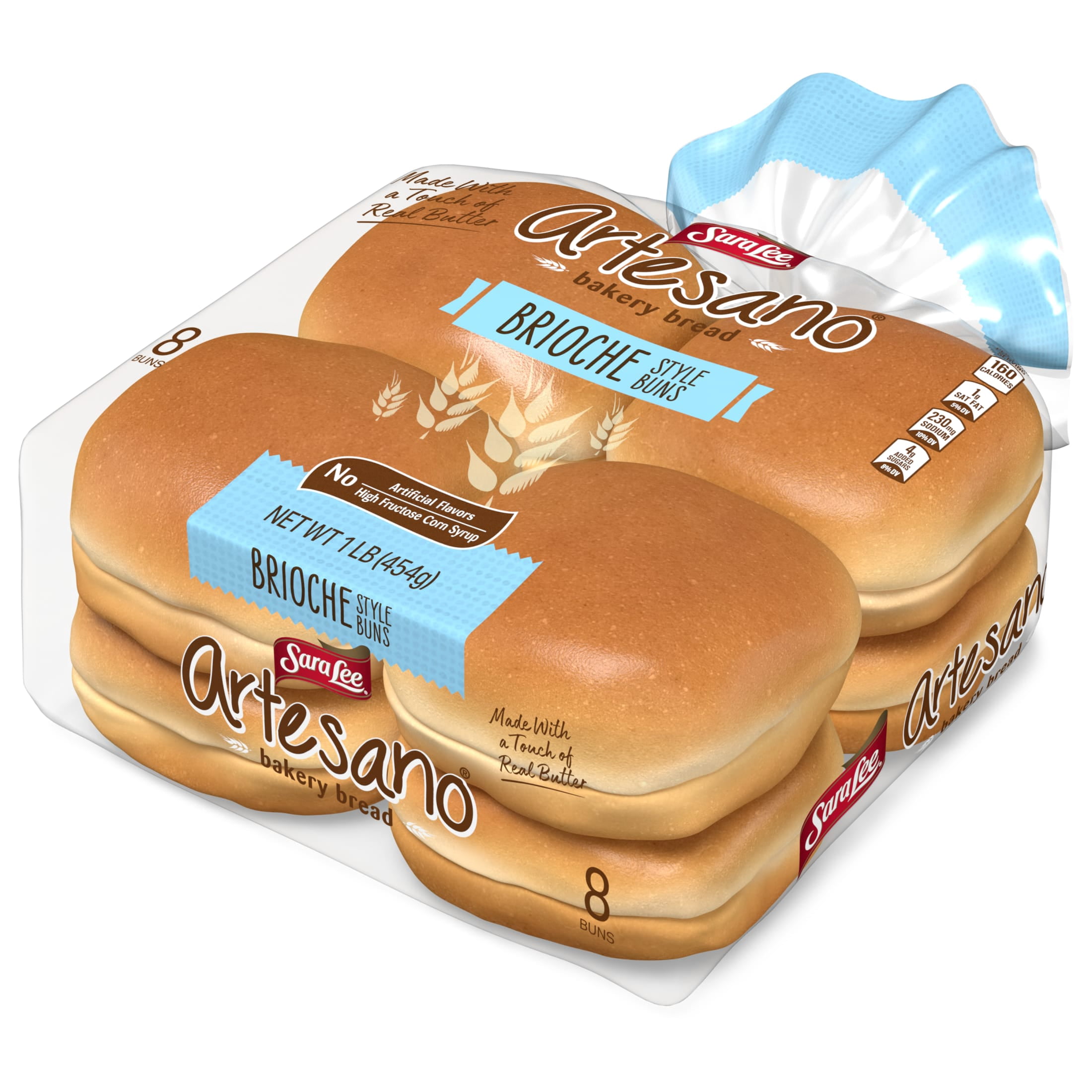 Sara Lee Artesano Brioche Buns, 8 count, Hamburger Buns, 16 oz Bag