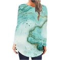 thumbnail image 4 of Camiseta informal para mujer, blusa estampada de manga larga con cuello redondo y fruncido Pompotops  FGAJ8613, 4 of 6