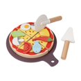 thumbnail image 1 of Juguete de pizza de madera, comida, juguete de cocina, juguete educativo hecho de, para cortar y servir, juguete con bandeja para decoraciones de pais, 1 of 9