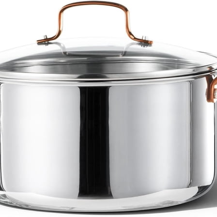 6 Qt Tri-Ply Stainless Steel Stockpot,  Stock Pot with Lid, Soup Pot for Pasta, Even Heating, Oven Safe, Induction, Ceramic and Gas Cooktops Compatible, Sliver