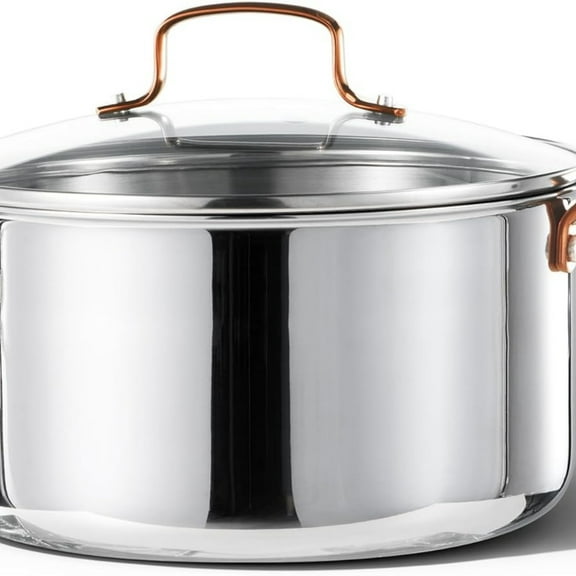 6 Qt Tri-Ply Stainless Steel Stockpot,  Stock Pot with Lid, Soup Pot for Pasta, Even Heating, Oven Safe, Induction, Ceramic and Gas Cooktops Compatible, Sliver