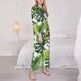 thumbnail image 3 of Fotbe Watercolor Green Tropical Conjunto de Pijama de Manga Larga para Mujer con Estampado, Ropa de Dormir de 2 Piezas, Conjunto de Casa Suave y Cómodo con Bolsillos-Large, 3 of 7