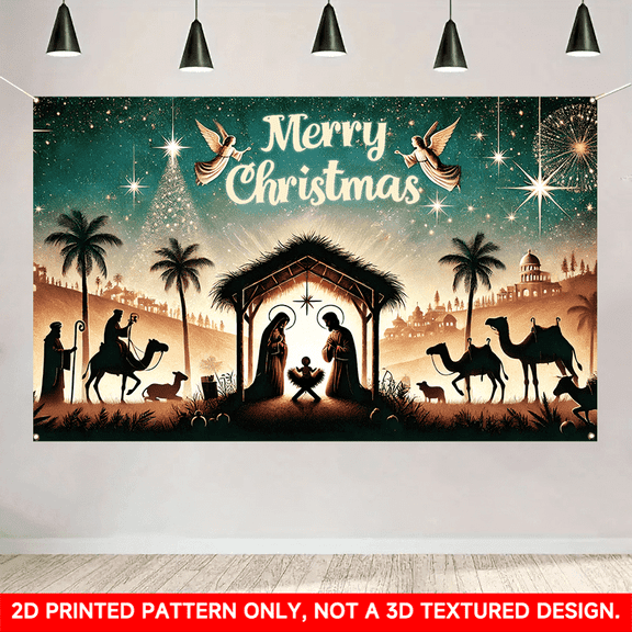 1 PC, 2D Flat/ Flat art decorative banner decoration, Santa Claus design pattern, 70.87x43.31 inches (180x110cm), universal daily wall decoration, elegant daily front door decoration, party banner, d