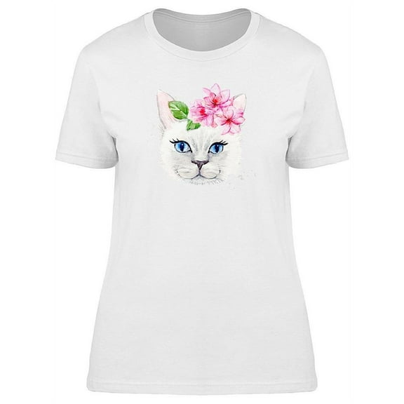 Watercolor Cute White Kitty Tee Women's -Image by Shutterstock