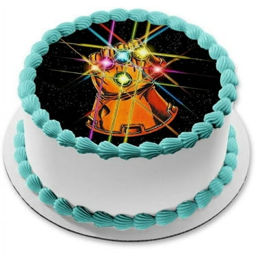 Infinity War Gauntlet Edible Frosting Image 8" Round Cake Topper