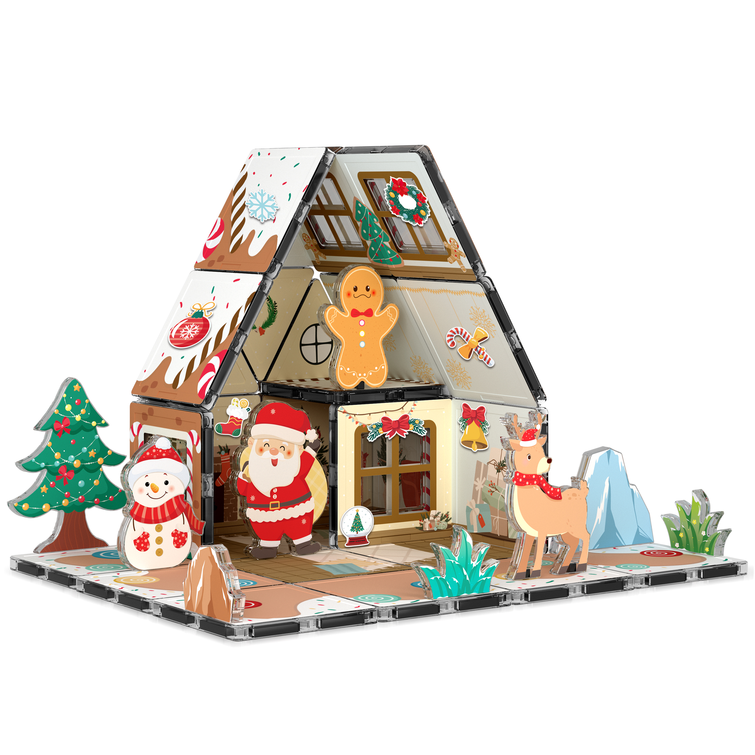PicassoTiles Gingerbread House Magnetic Tiles Set, 45 Pieces photo 7