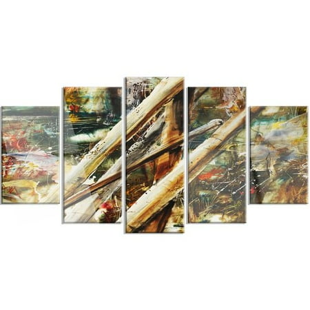 - Design Art Tools and Abstract Pattern' 5 Piece Painting Print on Metal Set