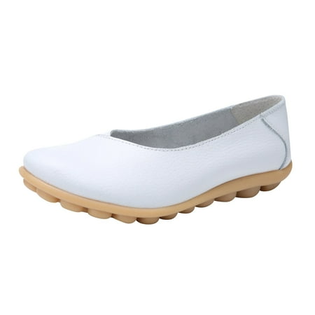 PLLFRLRT Loafers for Women Dressy Slip on Loafers Flats Shoes Comfort Wide Width Penny Loafers 2024 Dressy Flat Shoes Driving Work Shoes(White 8)