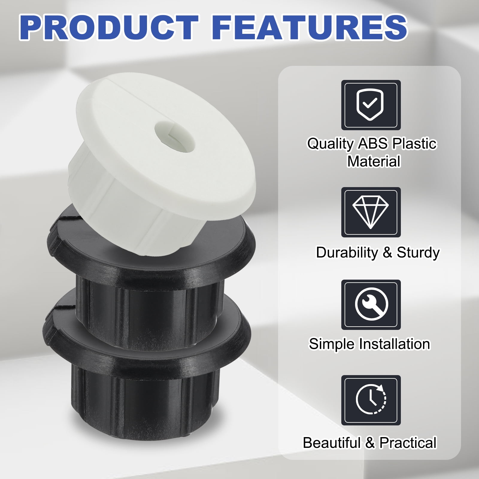Uxcell 8 Pcs Wall Bushing Grommet, Wall Cable Feed Through Bushings Cable Routing Kit for 1 Inch Wall Wire Hole Organizer Furniture Ethernet, White