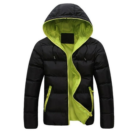 Men Long-Sleeved Color Block Zip Up Cargo Pocket Hooded Outwear