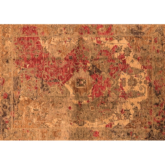 Ahgly Company Indoor Rectangle Oriental Orange Industrial Area Rugs, 7' x 10'